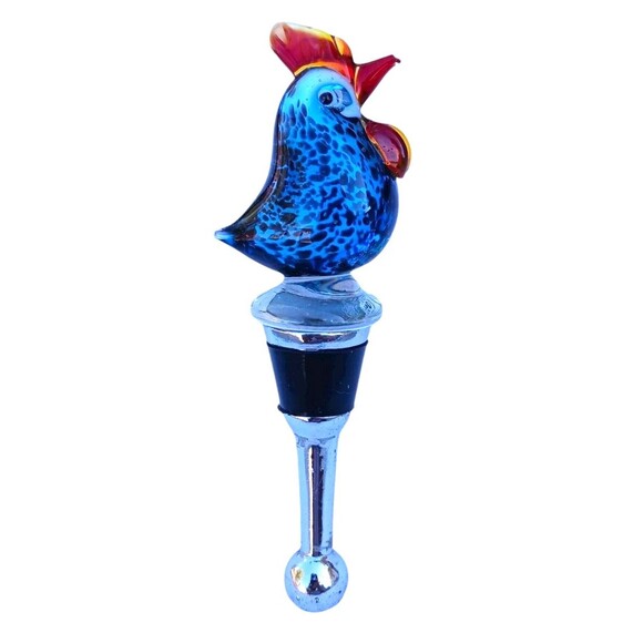 Vintage Murano Style Hand Blown Art Glass Rooster Bird Wine Bottle Stopper Cork - Picture 1 of 6